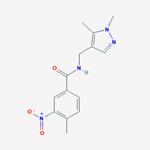 molecular formula C14H16N4O3 B450777 N-[(15-DIMETHYL-1H-PYRAZOL-4-YL)METHYL]-4-METHYL-3-NITROBENZAMIDE 