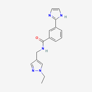 molecular formula C16H17N5O B4507842 N-[(1-ethyl-1H-pyrazol-4-yl)methyl]-3-(1H-imidazol-2-yl)benzamide trifluoroacetate 