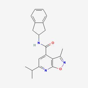 molecular formula C20H21N3O2 B4507940 N-(2,3-dihydro-1H-inden-2-yl)-3-methyl-6-(propan-2-yl)[1,2]oxazolo[5,4-b]pyridine-4-carboxamide 