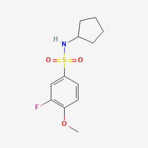 molecular formula C12H16FNO3S B4507968 N-cyclopentyl-3-fluoro-4-methoxybenzenesulfonamide 
