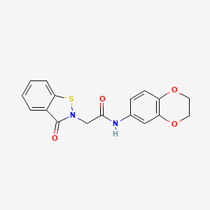 molecular formula C17H14N2O4S B4508122 N-(2,3-dihydro-1,4-benzodioxin-6-yl)-2-(3-oxo-1,2-benzothiazol-2(3H)-yl)acetamide 