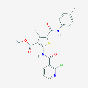 molecular formula C22H20ClN3O4S B450825 ETHYL 2-{[(2-CHLORO-3-PYRIDYL)CARBONYL]AMINO}-4-METHYL-5-(4-TOLUIDINOCARBONYL)-3-THIOPHENECARBOXYLATE 
