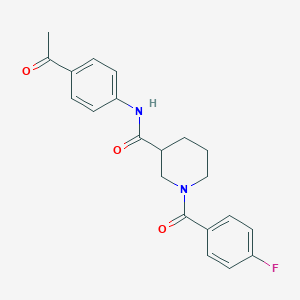 molecular formula C21H21FN2O3 B4508301 N-(4-acetylphenyl)-1-(4-fluorobenzoyl)-3-piperidinecarboxamide 