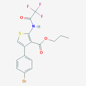 molecular formula C16H13BrF3NO3S B450842 Propyl 4-(4-bromophenyl)-2-[(trifluoroacetyl)amino]-3-thiophenecarboxylate 