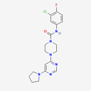 molecular formula C19H22ClFN6O B4508492 N-(3-chloro-4-fluorophenyl)-4-[6-(1-pyrrolidinyl)-4-pyrimidinyl]-1-piperazinecarboxamide 