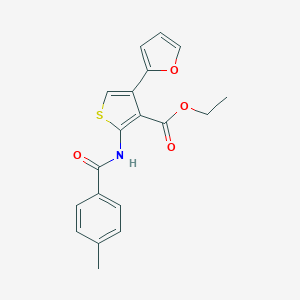 molecular formula C19H17NO4S B450866 Ethyl 4-(2-furyl)-2-[(4-methylbenzoyl)amino]thiophene-3-carboxylate 
