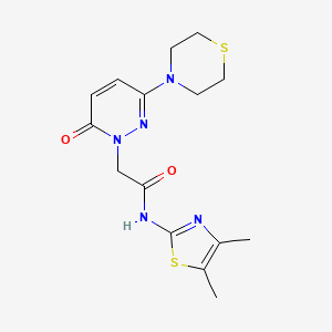 molecular formula C15H19N5O2S2 B4508693 N-[(2Z)-4,5-dimethyl-1,3-thiazol-2(3H)-ylidene]-2-[6-oxo-3-(thiomorpholin-4-yl)pyridazin-1(6H)-yl]acetamide 