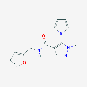 molecular formula C14H14N4O2 B4508733 N-(furan-2-ylmethyl)-1-methyl-5-(1H-pyrrol-1-yl)-1H-pyrazole-4-carboxamide 