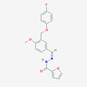 molecular formula C20H17FN2O4 B450877 N'-{3-[(4-fluorophenoxy)methyl]-4-methoxybenzylidene}-2-furohydrazide 