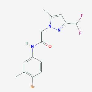 molecular formula C14H14BrF2N3O B450889 N-(4-bromo-3-methylphenyl)-2-[3-(difluoromethyl)-5-methyl-1H-pyrazol-1-yl]acetamide 