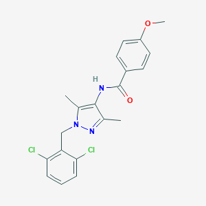 molecular formula C20H19Cl2N3O2 B450890 N-[1-(2,6-dichlorobenzyl)-3,5-dimethyl-1H-pyrazol-4-yl]-4-methoxybenzamide 