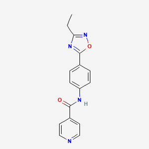 molecular formula C16H14N4O2 B4508927 N-[4-(3-ethyl-1,2,4-oxadiazol-5-yl)phenyl]pyridine-4-carboxamide 