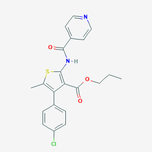 molecular formula C21H19ClN2O3S B450899 Propyl 4-(4-chlorophenyl)-2-(isonicotinoylamino)-5-methylthiophene-3-carboxylate 