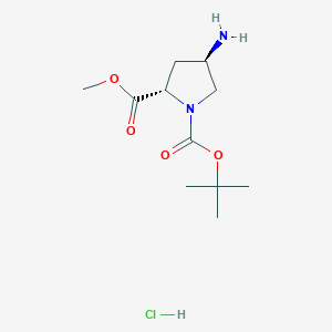 molecular formula C11H21ClN2O4 B045091 (2S,4R)-1-tert-Butyl 2-methyl 4-aminopyrrolidine-1,2-dicarboxylate hydrochloride CAS No. 334999-32-5