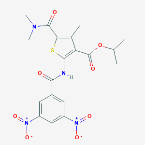 molecular formula C19H20N4O8S B450926 Isopropyl 2-({3,5-bisnitrobenzoyl}amino)-5-[(dimethylamino)carbonyl]-4-methylthiophene-3-carboxylate 