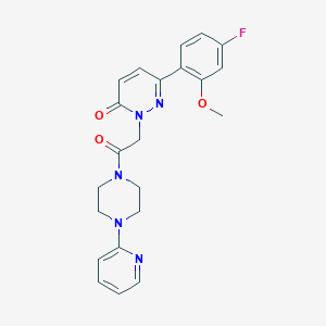 molecular formula C22H22FN5O3 B4509597 6-(4-fluoro-2-methoxyphenyl)-2-{2-oxo-2-[4-(2-pyridyl)piperazino]ethyl}-3(2H)-pyridazinone 