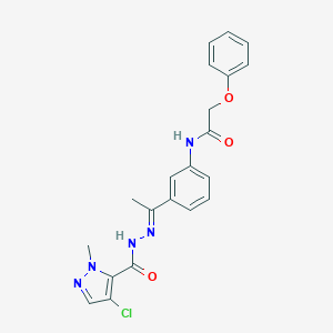 molecular formula C21H20ClN5O3 B450960 N-(3-{N-[(4-chloro-1-methyl-1H-pyrazol-5-yl)carbonyl]ethanehydrazonoyl}phenyl)-2-phenoxyacetamide 