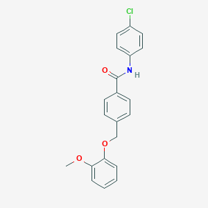 molecular formula C21H18ClNO3 B450961 N-(4-chlorophenyl)-4-[(2-methoxyphenoxy)methyl]benzamide 