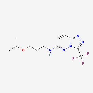 molecular formula C12H16F3N5O B4509616 N-[3-(propan-2-yloxy)propyl]-3-(trifluoromethyl)-[1,2,4]triazolo[4,3-b]pyridazin-6-amine 