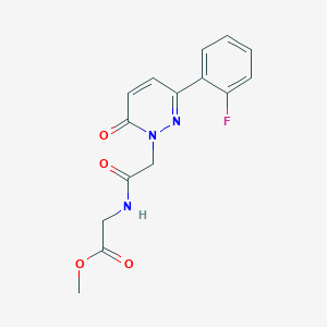 molecular formula C15H14FN3O4 B4509644 methyl 2-({2-[3-(2-fluorophenyl)-6-oxo-1(6H)-pyridazinyl]acetyl}amino)acetate 