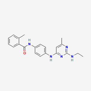 molecular formula C21H23N5O B4509646 N-(4-{[2-(ethylamino)-6-methylpyrimidin-4-yl]amino}phenyl)-2-methylbenzamide 