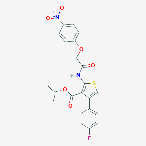 molecular formula C22H19FN2O6S B450968 Isopropyl 4-(4-fluorophenyl)-2-[({4-nitrophenoxy}acetyl)amino]thiophene-3-carboxylate 