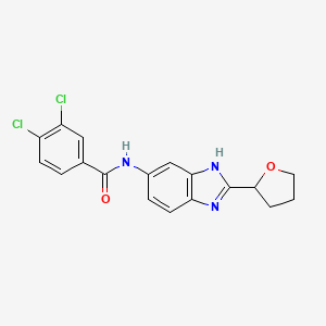 molecular formula C18H15Cl2N3O2 B4509805 3,4-dichloro-N-[2-(tetrahydrofuran-2-yl)-1H-benzimidazol-5-yl]benzamide 