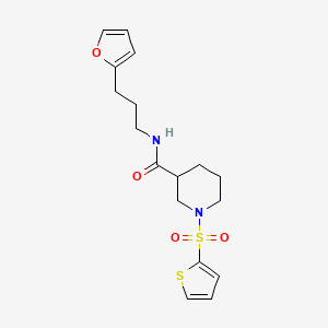 molecular formula C17H22N2O4S2 B4509816 N-[3-(2-furyl)propyl]-1-(2-thienylsulfonyl)-3-piperidinecarboxamide 