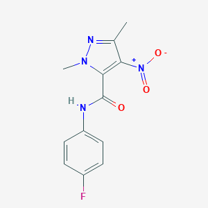 molecular formula C12H11FN4O3 B450982 N-(4-fluorophenyl)-4-nitro-1,3-dimethyl-1H-pyrazole-5-carboxamide 