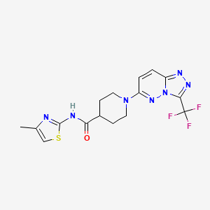 molecular formula C16H16F3N7OS B4509847 N-(4-methyl-1,3-thiazol-2-yl)-1-[3-(trifluoromethyl)-[1,2,4]triazolo[4,3-b]pyridazin-6-yl]piperidine-4-carboxamide 