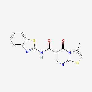 molecular formula C15H10N4O2S2 B4510023 N-(1,3-benzothiazol-2-yl)-3-methyl-5-oxo-5H-[1,3]thiazolo[3,2-a]pyrimidine-6-carboxamide 