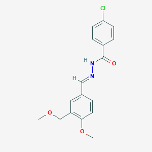 molecular formula C17H17ClN2O3 B451004 4-chloro-N'-[4-methoxy-3-(methoxymethyl)benzylidene]benzohydrazide 