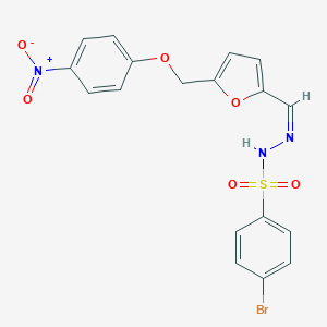 molecular formula C18H14BrN3O6S B451005 4-bromo-N'-{[5-({4-nitrophenoxy}methyl)-2-furyl]methylene}benzenesulfonohydrazide 