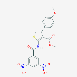 molecular formula C20H15N3O8S B451006 Methyl 2-({3,5-bisnitrobenzoyl}amino)-4-(4-methoxyphenyl)thiophene-3-carboxylate 