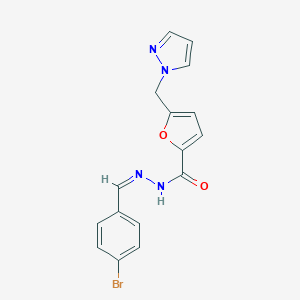 molecular formula C16H13BrN4O2 B451015 N'-(4-bromobenzylidene)-5-(1H-pyrazol-1-ylmethyl)-2-furohydrazide 