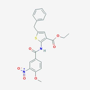molecular formula C22H20N2O6S B451017 Ethyl 5-benzyl-2-({3-nitro-4-methoxybenzoyl}amino)-3-thiophenecarboxylate 