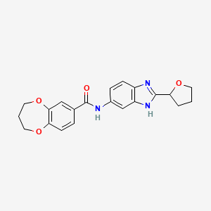 molecular formula C21H21N3O4 B4510248 N-[2-(tetrahydrofuran-2-yl)-1H-benzimidazol-5-yl]-3,4-dihydro-2H-1,5-benzodioxepine-7-carboxamide 