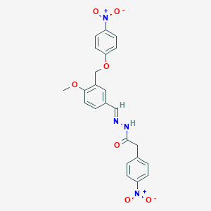molecular formula C23H20N4O7 B451026 N'-[3-({4-nitrophenoxy}methyl)-4-methoxybenzylidene]-2-{4-nitrophenyl}acetohydrazide 