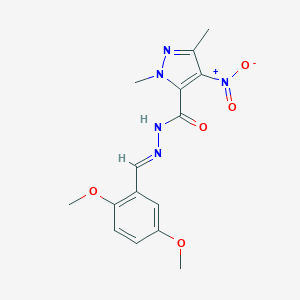 molecular formula C15H17N5O5 B451034 N'-(2,5-dimethoxybenzylidene)-4-nitro-1,3-dimethyl-1H-pyrazole-5-carbohydrazide 