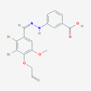 molecular formula C18H16Br2N2O4 B451070 3-(2-{[4-(ALLYLOXY)-2,3-DIBROMO-5-METHOXYPHENYL]METHYLENE}HYDRAZINO)BENZOIC ACID 