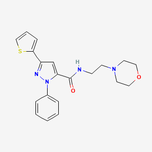 molecular formula C20H22N4O2S B4510769 N-[2-(morpholin-4-yl)ethyl]-1-phenyl-3-(thiophen-2-yl)-1H-pyrazole-5-carboxamide 