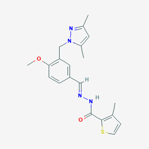 molecular formula C20H22N4O2S B451083 N'-{3-[(3,5-dimethyl-1H-pyrazol-1-yl)methyl]-4-methoxybenzylidene}-3-methyl-2-thiophenecarbohydrazide 