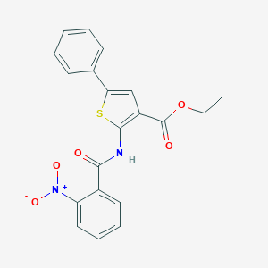 molecular formula C20H16N2O5S B451100 Ethyl 2-({2-nitrobenzoyl}amino)-5-phenylthiophene-3-carboxylate 