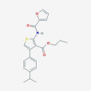 molecular formula C22H23NO4S B451112 PROPYL 2-[(2-FURYLCARBONYL)AMINO]-4-(4-ISOPROPYLPHENYL)-3-THIOPHENECARBOXYLATE 