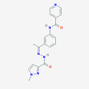 molecular formula C19H18N6O2 B451116 N-(3-{N-[(1-methyl-1H-pyrazol-3-yl)carbonyl]ethanehydrazonoyl}phenyl)isonicotinamide 