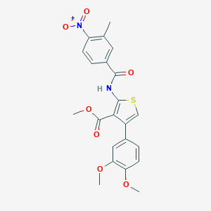 molecular formula C22H20N2O7S B451117 Methyl 4-(3,4-dimethoxyphenyl)-2-({4-nitro-3-methylbenzoyl}amino)-3-thiophenecarboxylate 