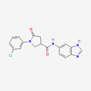 molecular formula C18H15ClN4O2 B4511208 N-(1H-benzimidazol-5-yl)-1-(3-chlorophenyl)-5-oxopyrrolidine-3-carboxamide 