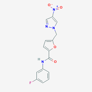 molecular formula C15H11FN4O4 B451132 N~2~-(3-FLUOROPHENYL)-5-[(4-NITRO-1H-PYRAZOL-1-YL)METHYL]-2-FURAMIDE 