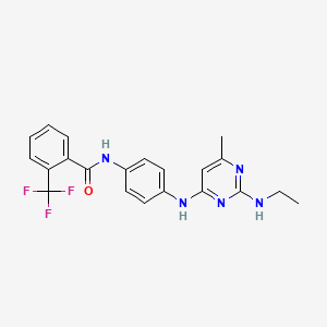 molecular formula C21H20F3N5O B4511334 N-(4-{[2-(ethylamino)-6-methylpyrimidin-4-yl]amino}phenyl)-2-(trifluoromethyl)benzamide 