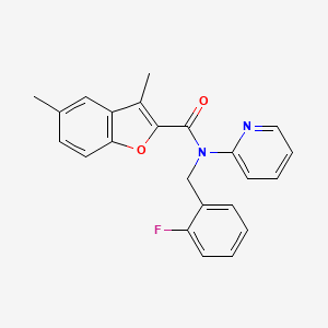 molecular formula C23H19FN2O2 B4511494 N-[(2-FLUOROPHENYL)METHYL]-3,5-DIMETHYL-N-(PYRIDIN-2-YL)-1-BENZOFURAN-2-CARBOXAMIDE 